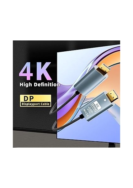 Dp To HDMI Kablo, 4K 60Hz 200CM Yüksek Hızlı, Displayport 2 Metre Uzunluğu Displayport To HDMI Kablo 200CM ZR890 fiyatları