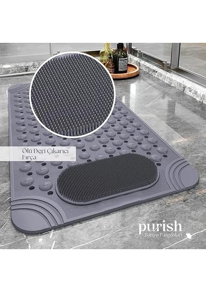 | Kaymaz Banyo Paspası | Antrasit Gri | 69,5X36CM – Dikdörtgen Duş Matı, Küvet Paspası | Güçlü Vantuzlu, Su Tahliyeli, Masaj, Fırçalı | Makinede Yıkanabilir | Kaydırmaz Zemin Matı fırsatları