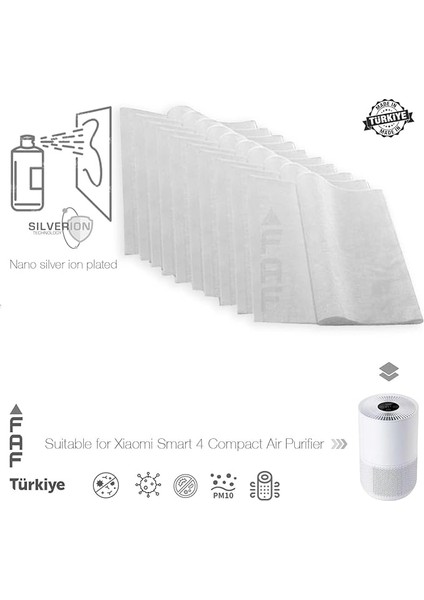 Fresh Air Filter 10 Adet Nano Gümüş Iyonlu Elektrostatik Toz Tutucu Ön Filtre Xiaomi Smart Purifier 4 Compact ile Uyumlu fiyatları