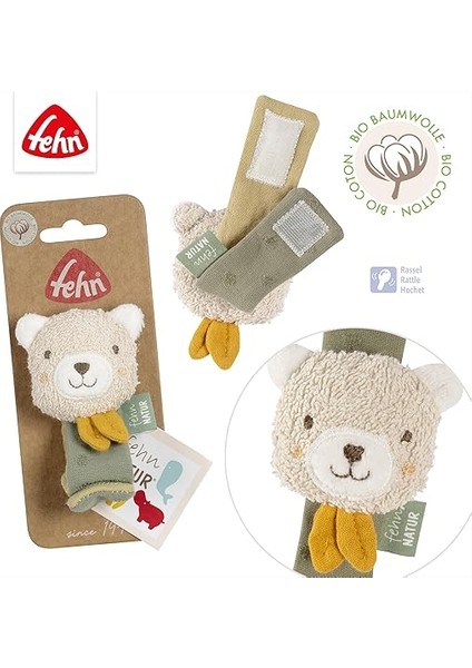 Çıngıraklı Bileklik Bebek Fehnnatur Oyuncak Ayı - Çıngırak ve His Için Motor Becerileri Oyuncağı Kavrama Oyuncağı - Organik Pamuklu Sevimli Oyuncak Bebek Oyuncağı - 0+ Aydan Itibaren fırsatları