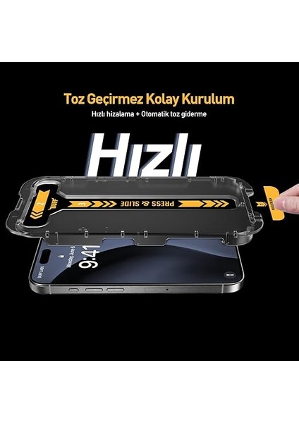 Labs iPhone 16 Serisi ile Uyumlu 5d Easyfit 2 Adet Kolay Uygulama Aparatlı Ekran Koruyucu Temperli Cam (Iphone 16 Pro) fiyatları