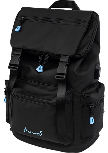 Su Geçirmez Kumaşlı 15 Inç Laptop Bölmeli Okul Sırt Çantası Siyah