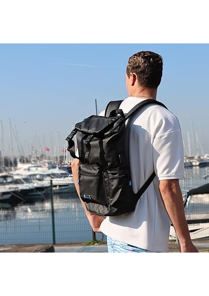 Su Geçirmez Kumaşlı 15 Inç Laptop Bölmeli Okul Sırt Çantası Siyah indirimleri