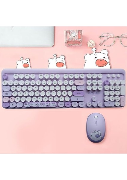 Mofii Ayıcık Desenli Kablosuz Renkli Yuvarlak Tuşlu Klavye Mouse SET-AL4258 (Mavi) fiyatları