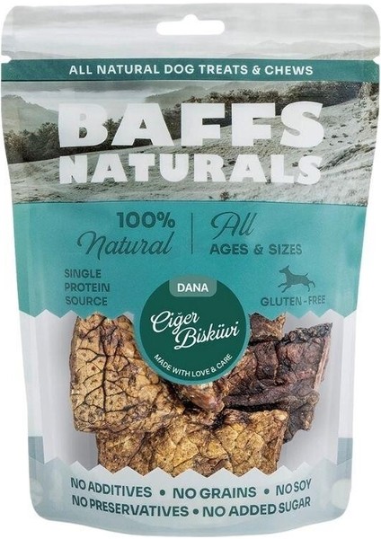 ‎Baffs Naturals Baffs Naturals Kurutulmuş Dana Ciğer Bisküvi Köpek Ödülü 100 gr
