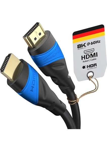 – 8k/4k HDMI Kablosu – 0,5m ve Daha Fazla Uzunluk (0,15M–22,5M) – Almanya'da Tasarlanmış HDMI Kablosu – 10K/8K@60Hz/4K@120Hz Destekler – HDMI Kablo – Tv, Pc, Ps5/xbox/switch