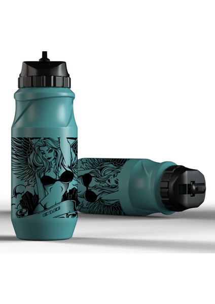 Enlee Spor Su Şişesi 650ML Dağ Bisikleti Su Şişesi Bardağı Açık Hava Kamp Bisiklet Spor Salonu Için (Bpa Içermez, Fda Sertifikası Yok)-Güzel Kız/yeşil (Yurt Dışından)