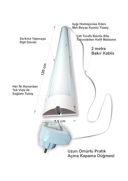 Büyük 120CM Mutfak Tezgah Dolap Raf Altı Şerit LED Işık Aydınlatma Lambası Bantı Bandı Armatürü fiyatları