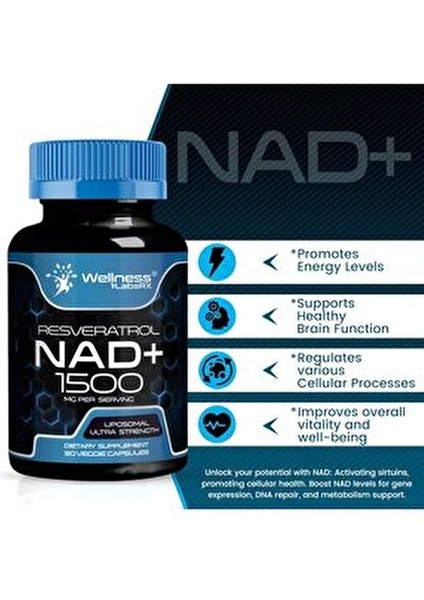 Labs Liposomal NAD + Resveratrol 1500 mg 90 Kapsül Enerji Desteği ve Yaşlanma Karşıtı