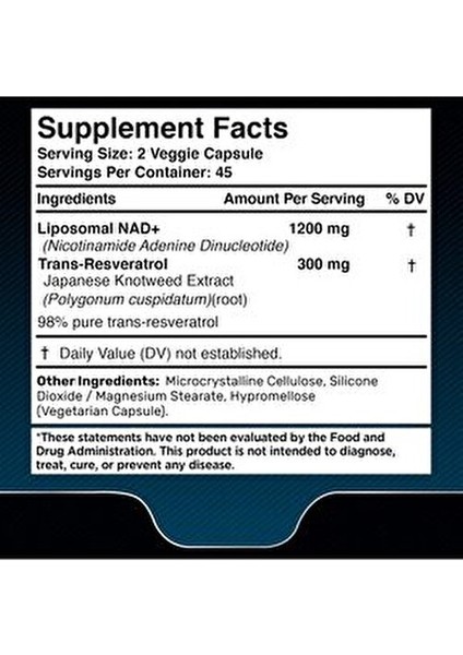 Labs Liposomal NAD + Resveratrol 1500 mg 90 Kapsül Enerji Desteği ve Yaşlanma Karşıtı