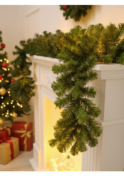Yılbaşı Dekor Süsleri Yeşil Çam Dalı Garland Yılbaşı Ağacı Süsü 240 Cm, 100 Dal