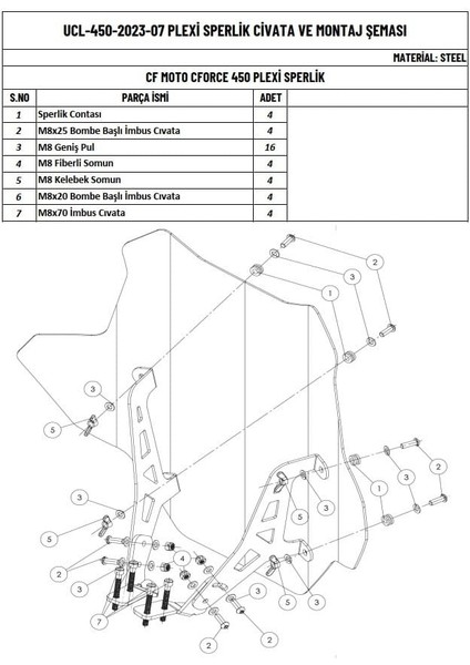 Cfmoto Cforce 450 L Atv Uyumlu Cam indirimleri