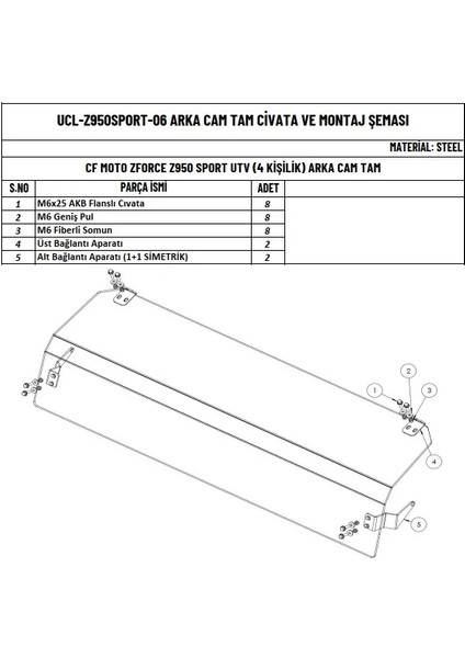 Cfmoto Z Force 950 Utv (4 Kişilik) Uyumlu Arka Cam fiyatları