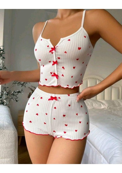 Lzrdwzrd Kadın Beyaz Fiyonk Desenli Seksi Gecelik Takım 5007 fiyatları