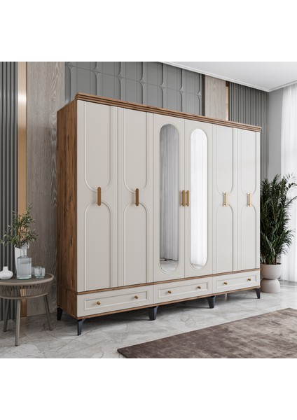 Loren 6 Kapaklı Çekmeceli Gardırop Tamamı Mdf (Aytaşı) fiyatları