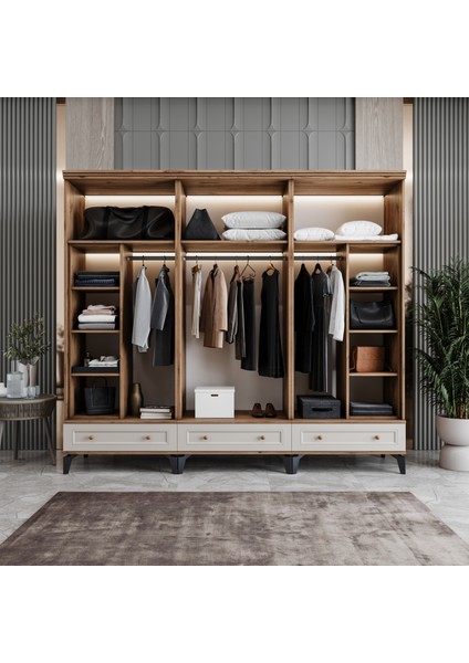 Loren 6 Kapaklı Çekmeceli Gardırop Tamamı Mdf (Aytaşı) modelleri