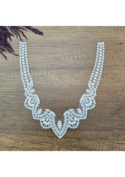 Beyaz Güpür Dantel Yaka 1 Takım | Model 5
