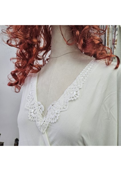 Beyaz Güpür Dantel Yaka 1 Takım | Model 5 modelleri
