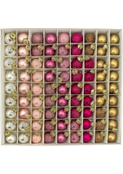 100 Adet Lüx Set Ağacı Süslemeleri Topları Topu Parti Asılı Top Yılbaşı Süsleri 2,5 cm