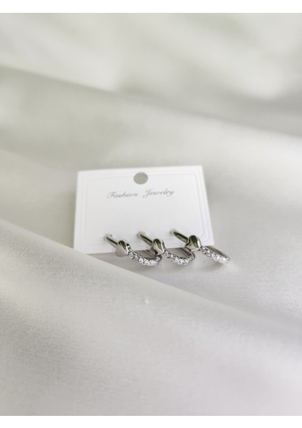 - Zirkontaşlı Kalp Detaylı Çelik Küpe modelleri