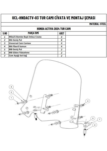 Honda Actıva (2024) Uyumlu Şeffaf Tur Camı fiyatları