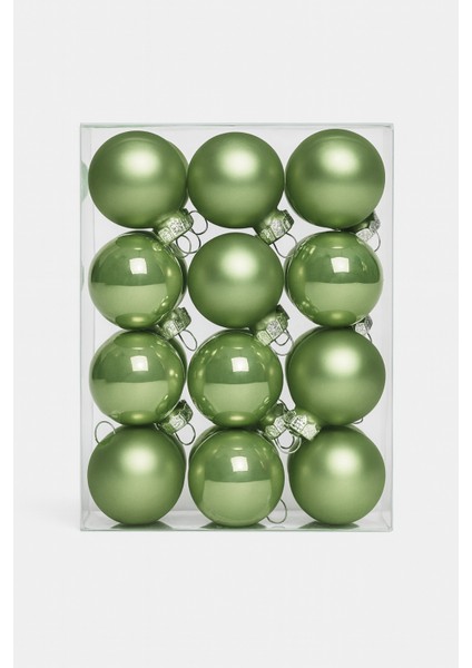 24 Adet Lüx Yılbaşı Ağacı Süsü Set Ağacı Süslemeleri Topları Topu Parti Asılı Top Yılbaşı Süsleri 3 cm (Yeşil)