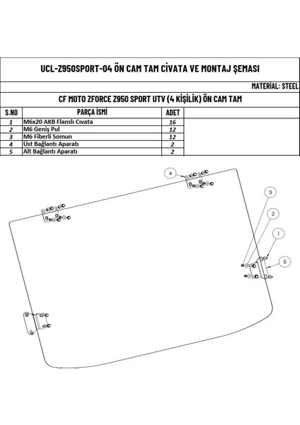 Cfmoto Z Force 950 Utv (4 Kişilik) Uyumlu Ön Tam Cam fırsatları
