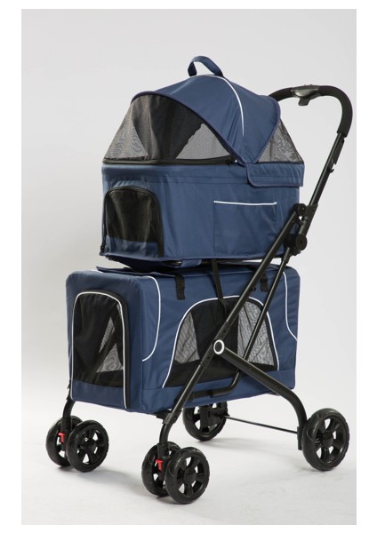 Lzrdwzrd Tommy Çift Katlı Evcil Hayvan Arabası Mavi 66*50* 98CM Max 30KG
