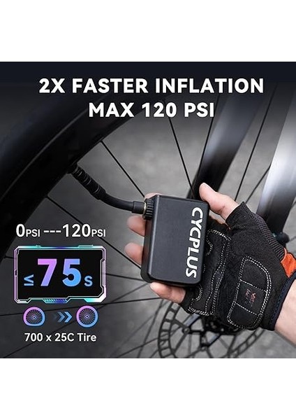 Küçük Bisiklet Hava Pompası, Göstergeli, Max 120 Psı Akülü Şarj Edilebilir Elektrikli Bisiklet Pompası, Otomatik Durdurma, Presta ve Schrader Valfli, E-Bisiklet, Dağ Bisikleti, Şehir Bisikleti fırsatları