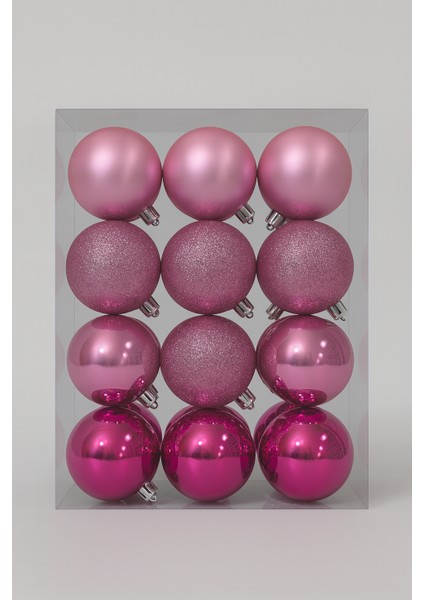 24 Adet Lüx Set Ağacı Süslemeleri Topları Topu Parti Asılı Top Yılbaşı Süsleri Mor Simli 6 cm