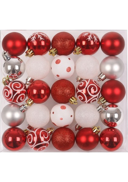 50 Adet Lüx Set Ağacı Süslemeleri Topları Topu Parti Asılı Top Yılbaşı Süsleri 4 cm