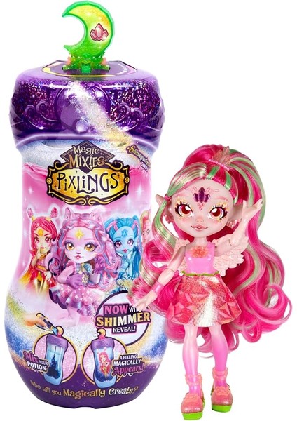 Mixies Pixlings Shimmerverse Serisi, Faye Peri Pixling'i Sihirli Bir Şekilde Ortaya Çıkarmak Için Sihirli Iksir Yaratın ve Karıştırın, Bu Güzel 16,5 cm Pırıltılı Pixling Moda Bebek Iksir