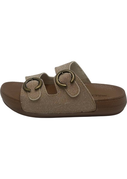 Zenne 11501 Günlük Terlik Beyaz Simli Çift Toka Kutulu Terlik Günlük Terlik modelleri