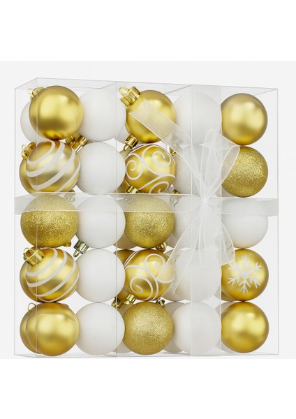 50 Adet Lüx Yılbaşı Ağacı Süsü Set Ağacı Süslemeleri Topları Topu Parti Asılı Top Yılbaşı Süsleri 4 cm Gold