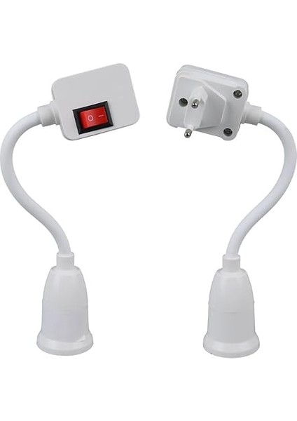 1 Adet Oynar Başlıklı Akrobatik Fişli Açma Kapama Anahtarlı Prize Takılan E27 Ampul Duy, Gece Lambası, 180 Derece Bükülebilir