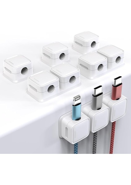 Kordon Düzenleyici Tutucu, 6'lı Paket 10 Yuvalı Manyetik Masa Kablo Klipsi Yönetimi, Güçlü Telefon Şarj Kablosu Tutucu, Komidin Için Tel Şarj Tutacağı, Mutfak Aletleri, Ofis Malzemeleri