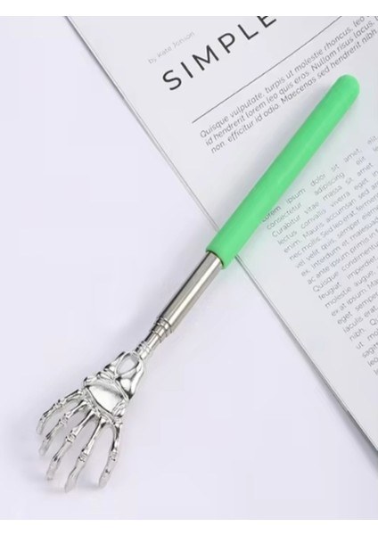 Yeşil Teleskopik Sırt Kaşıyıcı Masaj Aparatı, Silikon Tutmalı