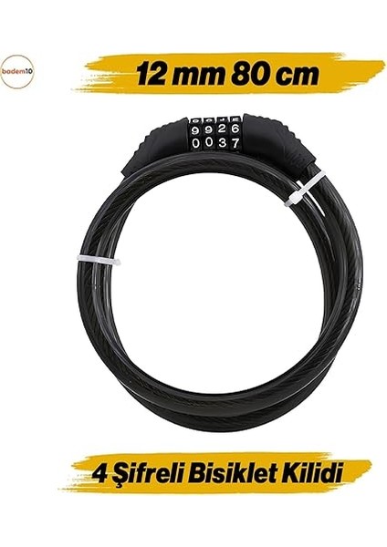 Bisiklet Halat Zincir Kilidi 80 cm Çelik Kilit Çap 12 mm Ø Hırsız Önleme Güvenlik 1 Adet modelleri