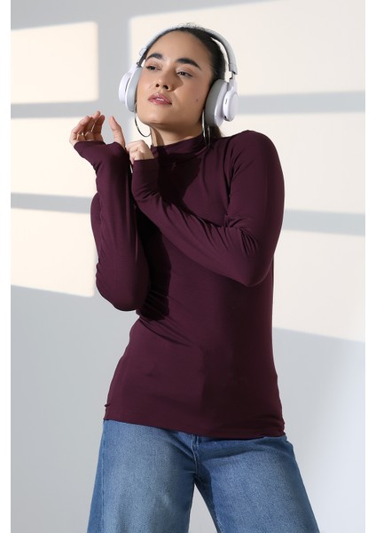 Kadın Parmak Detaylı Body 21756 Mürdüm fiyatları