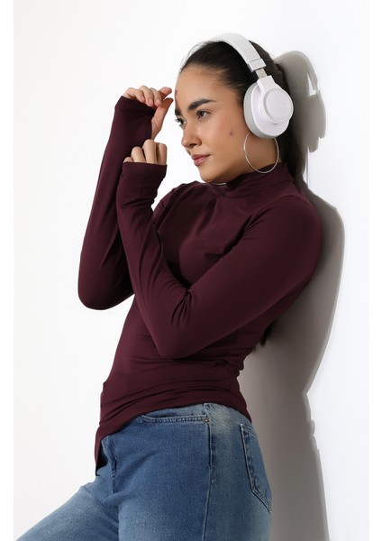 Kadın Parmak Detaylı Body 21756 Mürdüm modelleri