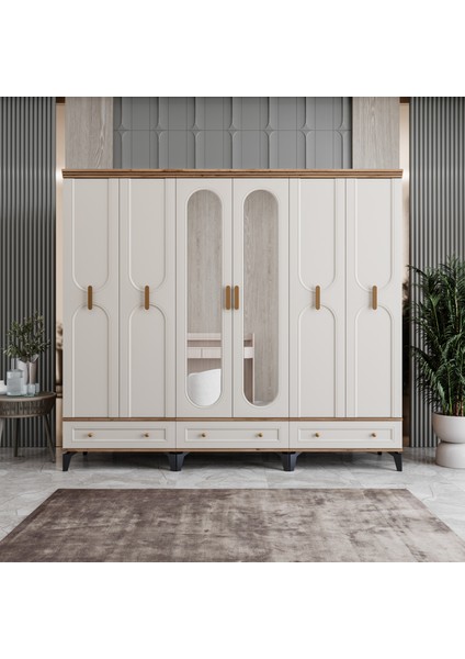 Loren 6 Kapaklı Çekmeceli Gardırop Tamamı Mdf (Aytaşı)