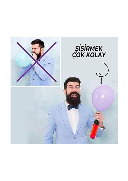 Toys - 1 Adet Hızlı Balon Şişirme Pompası, Manuel 1.kalite Büyük Boy Balloon Pump fırsatları