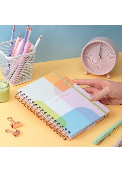 A5 Spiralli Süresiz Renkli Planlayıcı Ajanda Motivasyon Sayfalı Çok Renkli