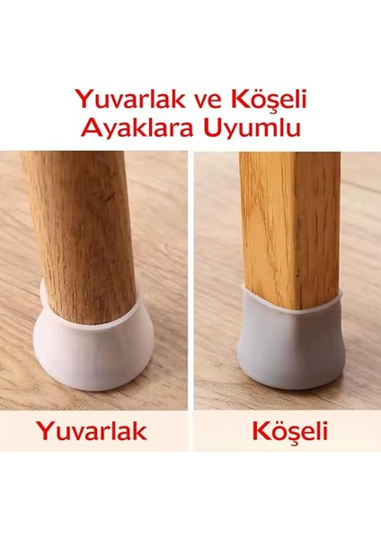 20'li Silikon Masa ve Sandalye Ayağı Koruyucu – Kaydırmaz, Çizilmez, Yıkanabilir Mobilya Çorabı, Gri fiyatları