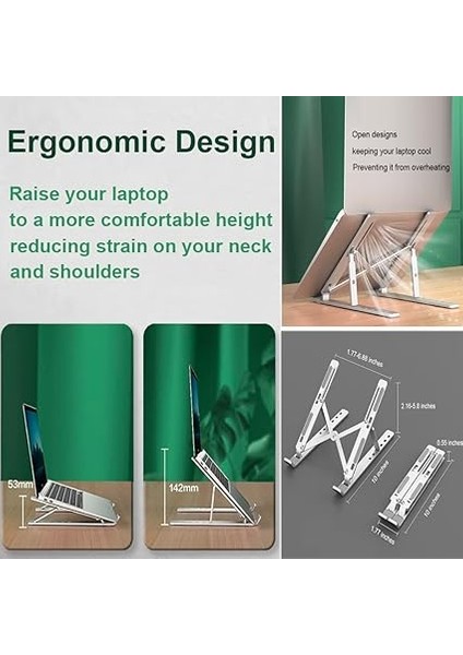 Dizüstü Bilgisayar Standı, MacBook Dizüstü Bilgisayar Tutacağı, Ayarlanabilir Ergonomik Katlanabilir Taşınabilir Alüminyum Stand, MacBook iPad Tablet, Dizüstü Tablet E-Kitap Yükselticisi, modelleri