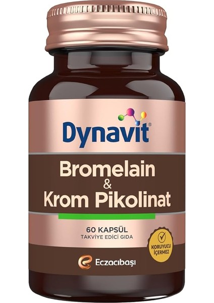 Bromelain (Ananas Ekstresi)&krom Pikolinat 60 Bitkisel Kapsül - Bromelain, Krom Pikolinat