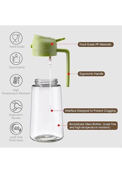 Vıew 2'si 1 Arada Yağ Püskürtücü ve Yağ Dozajı, 470 ml Hava Fritözü Için Yağ Spreyi, Mutfak, Salata ve Barbekü Için Cam Zeytinyağı Şişesi (Yeşil) indirimleri