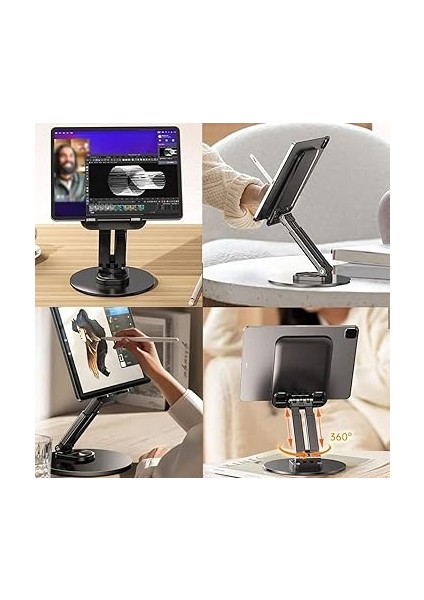 Tok Alüminyum Stant Çok Işlevli Döner Tablet Pc Akıllı Telefon Standı 11CM x 17 cm Masaüstü Stand Katlanabilir 13 Inç Tabletlere Kadar Uyumlu ZR719 fiyatları