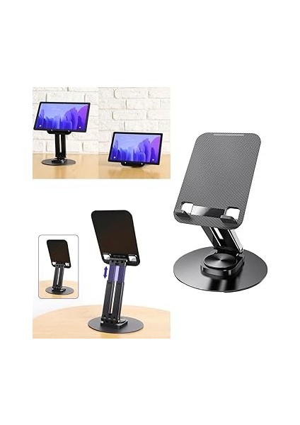 Tok Alüminyum Stant Çok Işlevli Döner Tablet Pc Akıllı Telefon Standı 11CM x 17 cm Masaüstü Stand Katlanabilir 13 Inç Tabletlere Kadar Uyumlu ZR719 modelleri