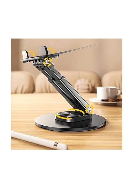 Tok Alüminyum Stant Çok Işlevli Döner Tablet Pc Akıllı Telefon Standı 11CM x 17 cm Masaüstü Stand Katlanabilir 13 Inç Tabletlere Kadar Uyumlu ZR719 fırsatları